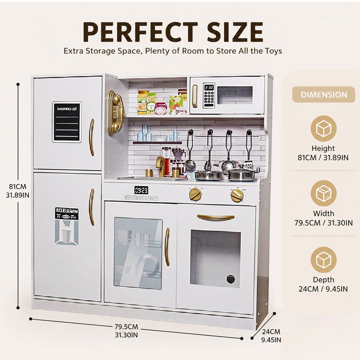 Kids Children Pretend Toy for Babies, Kitchen Playset & Play Kitchen Toy Set with Light, Sink with