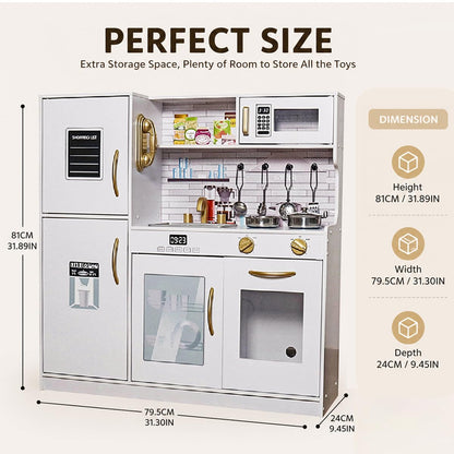 Kids Children Pretend Toy for Babies, Kitchen Playset & Play Kitchen Toy Set with Light, Sink with