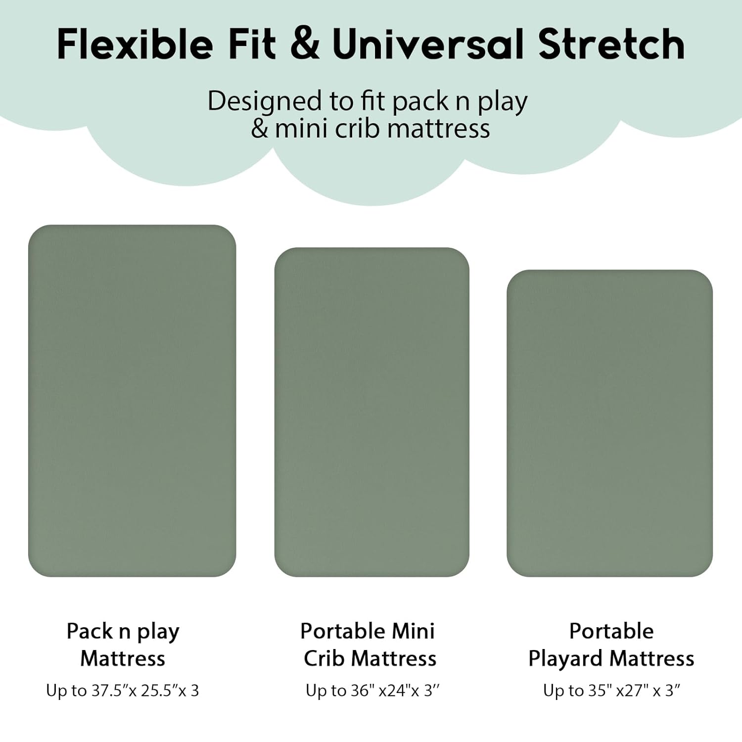 Yoofoss Pack and Play Sheets Fitted, Mini Crib Sheets 2-Pack for Pack N Play Mattress, Stretchy