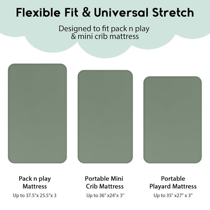 Yoofoss Pack and Play Sheets Fitted, Mini Crib Sheets 2-Pack for Pack N Play Mattress, Stretchy