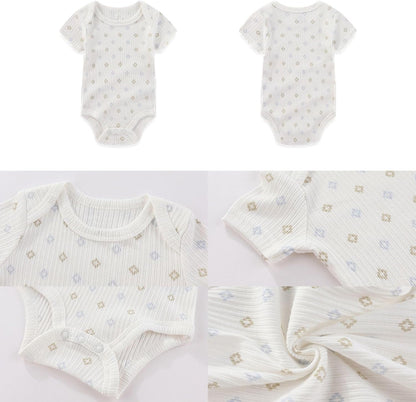 Four Seasons Baby Boy Girl Bodysuits 5-Pack Cotton Comfort Short Sleeve Baby Clothes Soft Infant Outfits