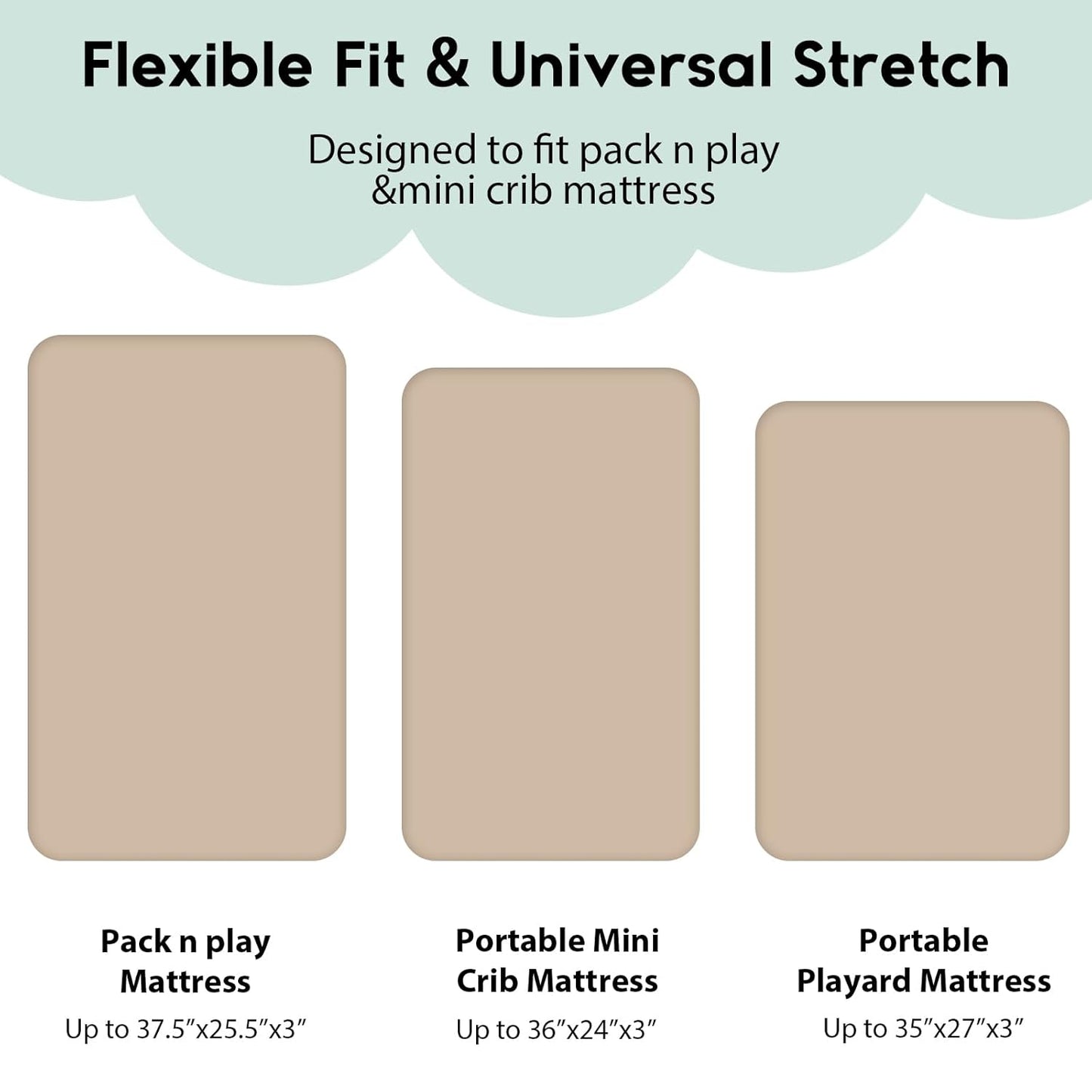 Yoofoss Pack and Play Sheets Fitted, Mini Crib Sheets 2-Pack for Pack N Play Mattress, Stretchy