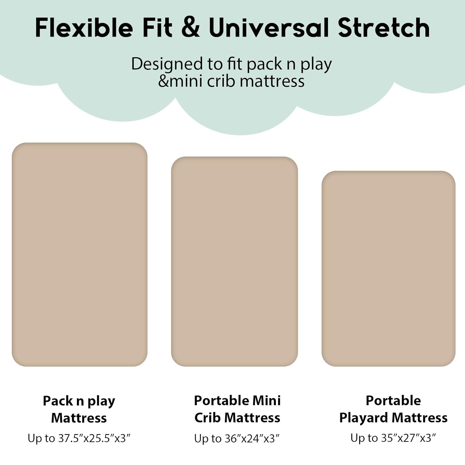 Yoofoss Pack and Play Sheets Fitted, Mini Crib Sheets 2-Pack for Pack N Play Mattress, Stretchy