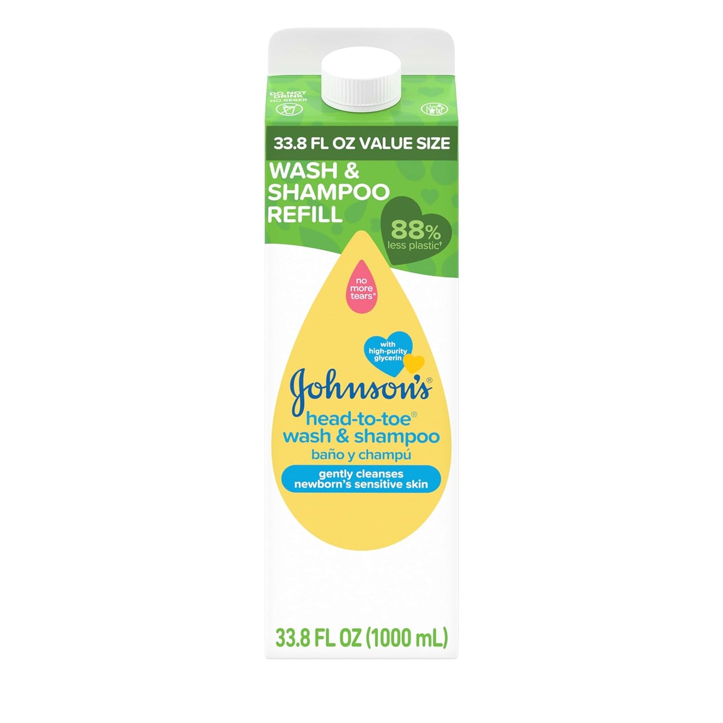 Johnson's Head-To-Toe Gentle Baby Body & Hair Wash, Tear-Free, Sulfate-Free & Hypoallergenic for