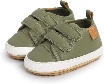SOFMUO Baby Boys Girls High Top Ankle PU Leather Sneakers Soft Rubber Sole Infant Moccasins Newborn Oxford Loafers Anti-Slip Toddler Wedding Uniform Dress Shoes
