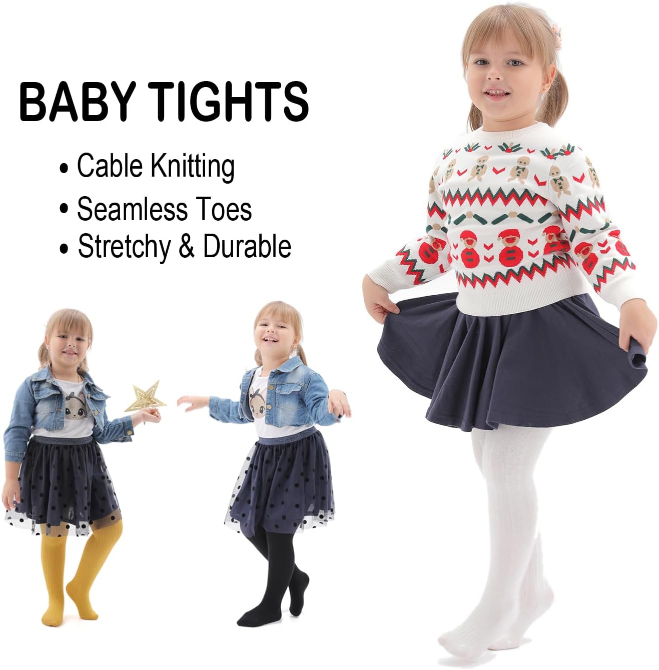 EPEIUS Baby Girl Tights Thick Cable Knit Leggings Stockings Cotton Pantyhose for Newborn Infant Toddler 3/4/5/6 Pack