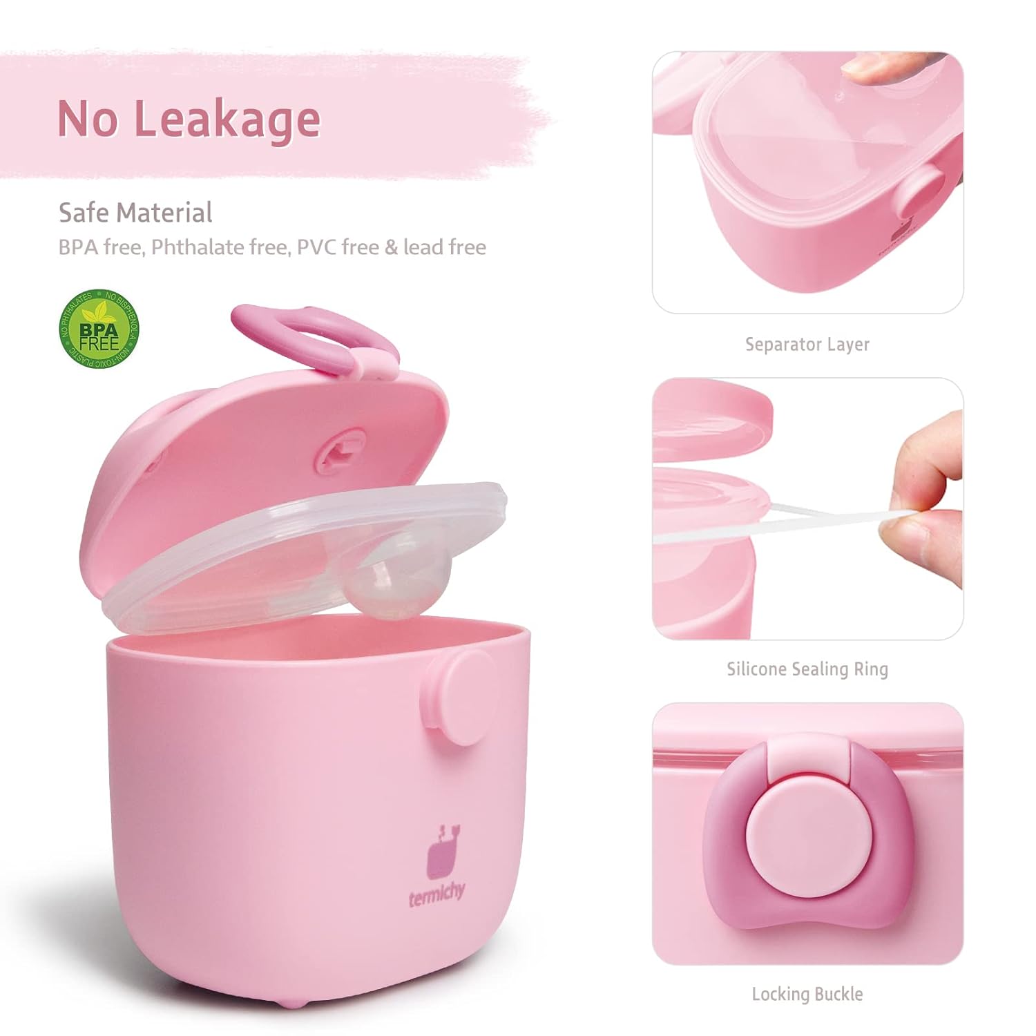 Termichy Baby Formula Dispenser, Portable Milk Powder Dispenser Container with Carry Handle and