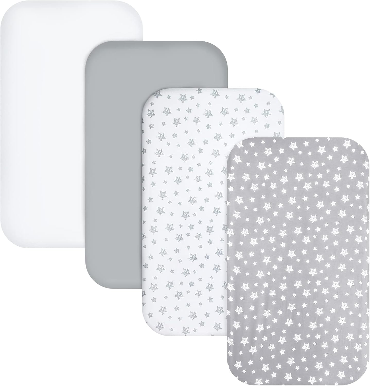 Pack and Play Sheets, 4 Pack Mini Crib Sheets, Stretchy Pack n Play Playard Fitted Sheet