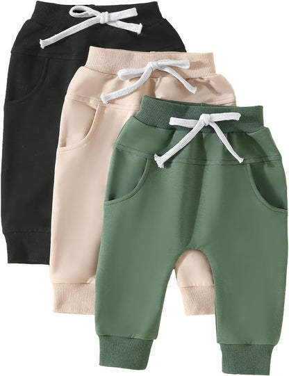 Baby Pants Toddler Infant Newborn Baby Boy Girl Sweatpants Long Joggers Pants Unisex Boy 's Clothing 3 Pack