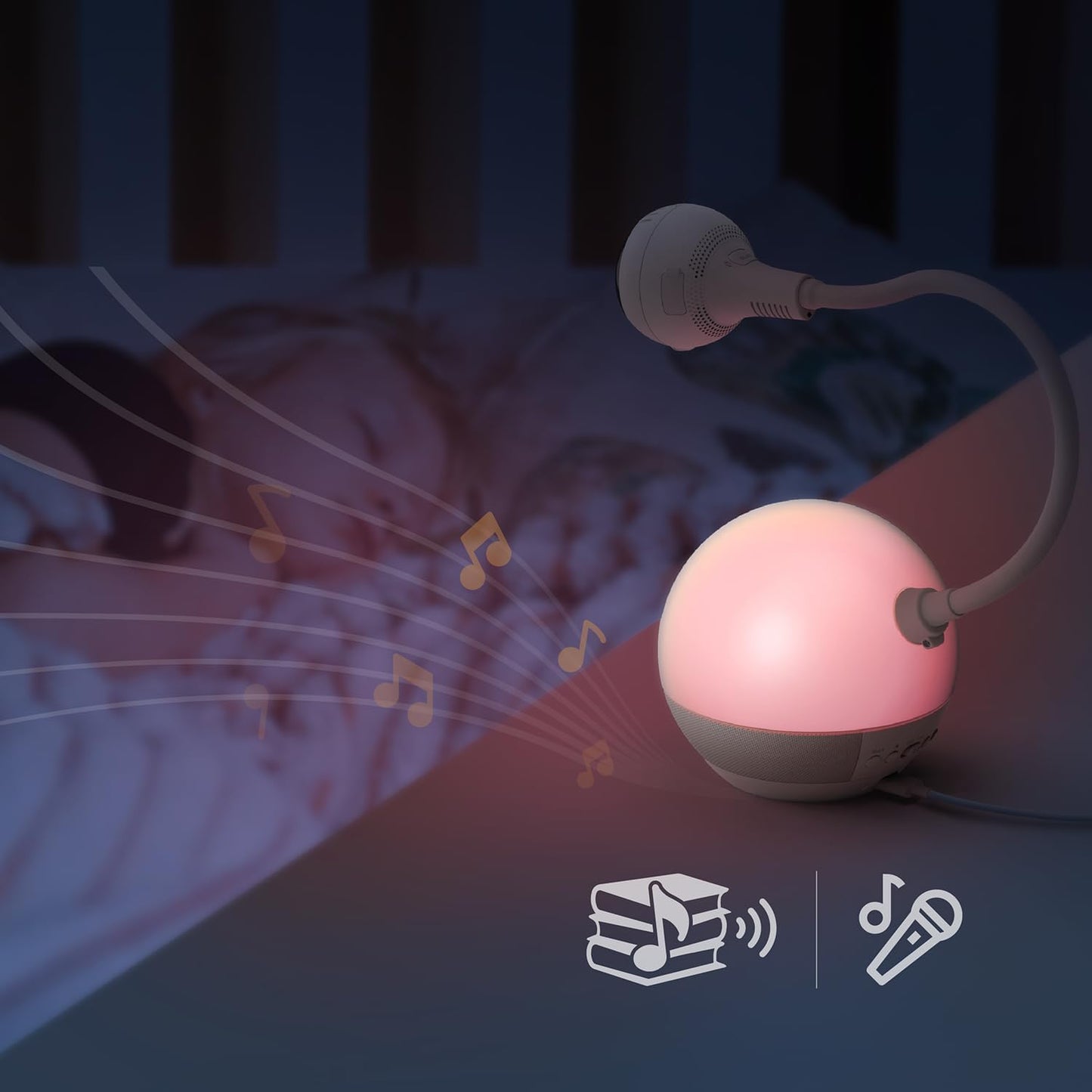 CHILLAX Baby Monitor Baby Mood Plus,5-inch 1080p HD Camera Wi-Fi Baby Monitor,with Sleep Trainer & Mood Light Soother,Flexible Gooseneck and 360°Pan View,Accessible via Phone App and Nursery Features