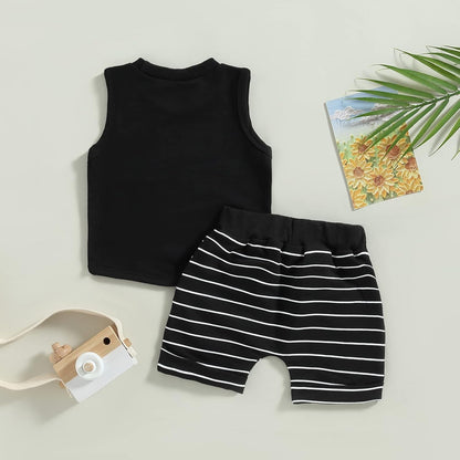 Kupretty Baby Boy Summer Clothes Sleeveless Tank Tops Vest T-Shirt + Casual Shorts Toddler Outfits Set