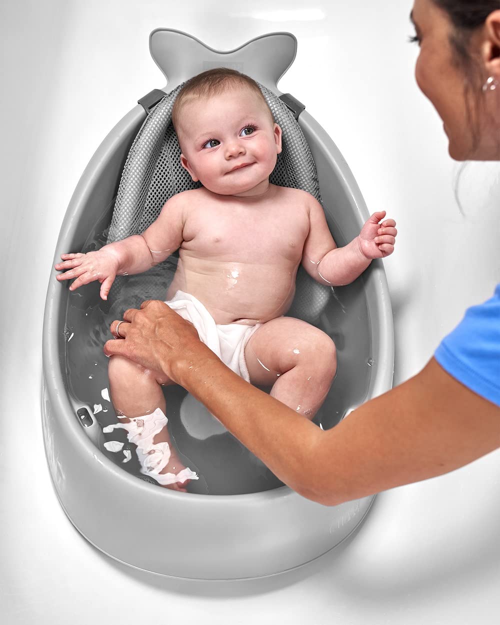 Skip Hop Infant Bath Tub 3-Stage Grow With Baby Smart Sling MOBY Bathtub Grey Age 0+