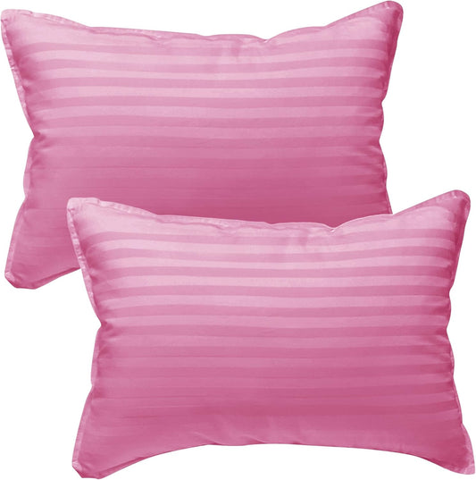 kinder Fluff Toddler Pillows for Bed (2X) - The Only Kids Pillow 300T Cotton Shell & Down Alternative Fill - Travel Pillow for Children Bedding Set Sleeping Pillow Floor Bed Pillows (14x20in - Pink)