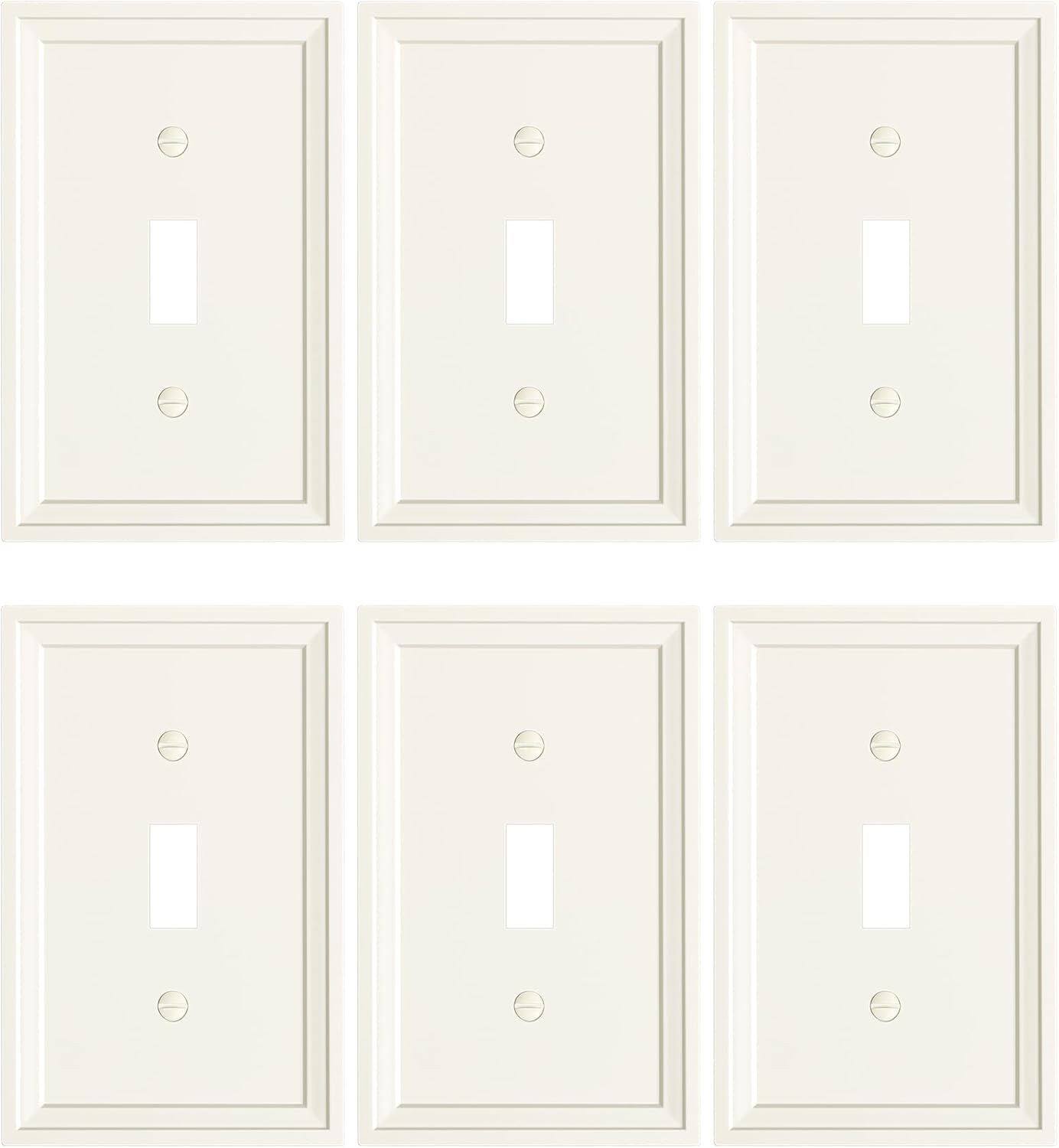 6-Pack Single Toggle Light Switch Covers Wall Plate, Light Almond Decorative Switch Plate Covers, 1