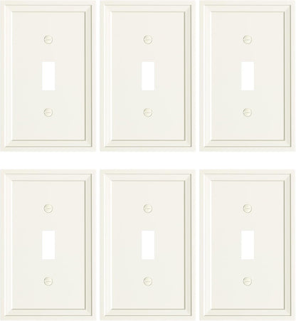 6-Pack Single Toggle Light Switch Covers Wall Plate, Light Almond Decorative Switch Plate Covers, 1
