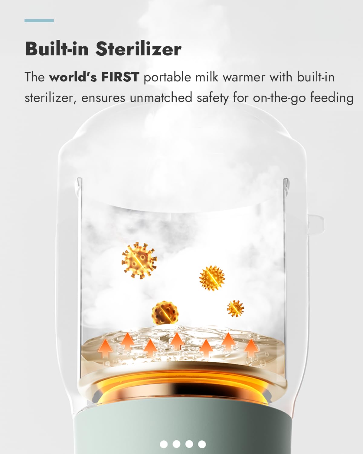 Papablic Pro Portable Bottle Warmer for Travel – Fast Heating, Built-in Sterilizer, 30W Fast