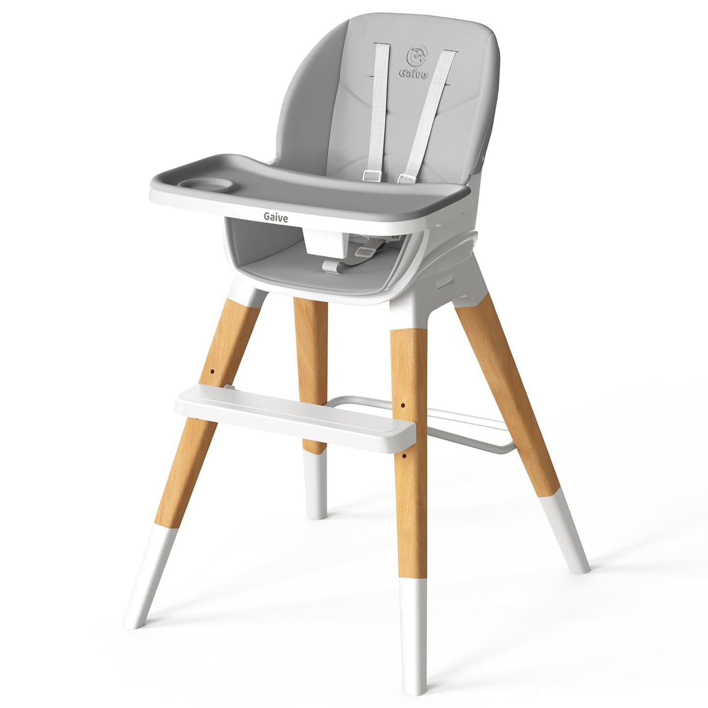 8 in 1 Highchair, Convertible Wooden Baby High Chair with Tray, Adjustable High Chair for Babies