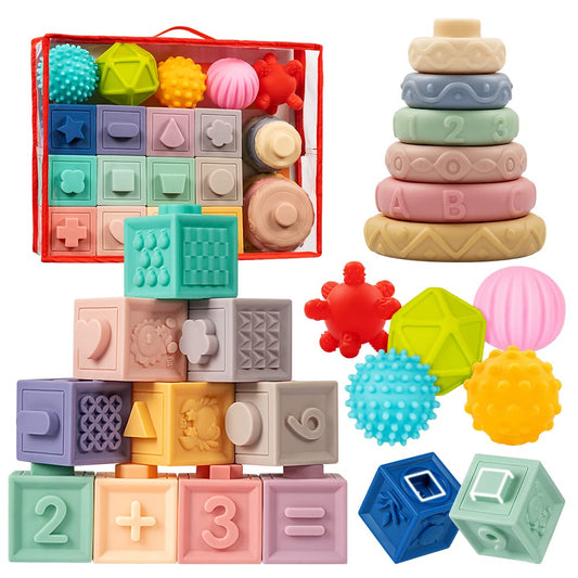 Jyusmile Baby Toys 6-12 Months, Montessori Toy for Babies 6-12 Months, Incl Stacking Building