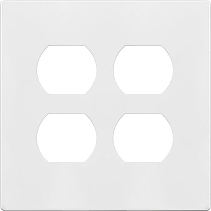 TG Screwless Duplex Wall Plate, Child Safe Double Receptacle Outlet Cover, Standard Size, 2-Gang 4.68" x 4.73", Unbreakable Polycarbonate Thermoplastic, UL Listed, SP-S2-W, Glossy, White