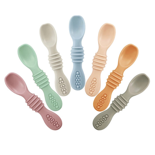 PandaEar 7 Pack Silicone Baby Spoons, Toddler Self Feeding Utensils