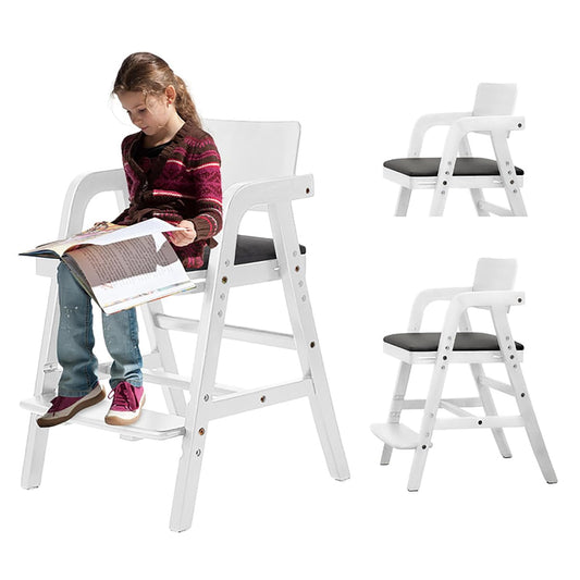 Solid Wood High Chair for Toddlers to Teens, Adjustable Height Toddler Dining Chair, Easy to Clean