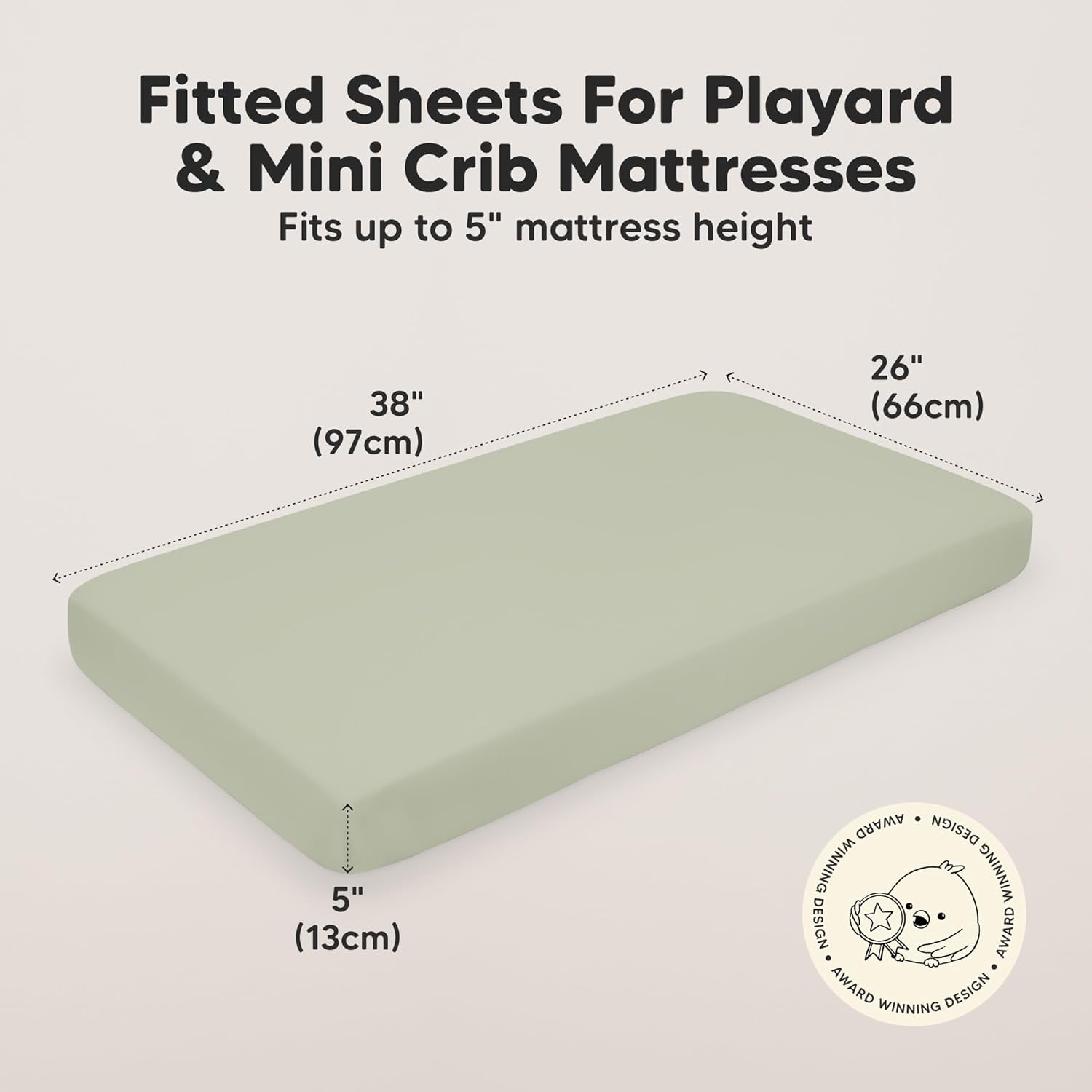 2-Pack Mini Crib Sheets Fitted - 38x26 Pack N Play Sheets for Pack and Play Mattress, Organic