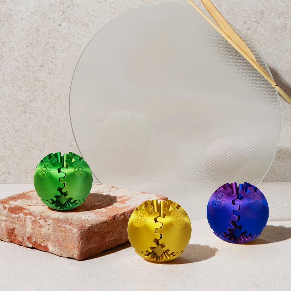 3D Printed Gear Ball ，Gear Ball Spin Ball or Cube Fidget Toy，Gear Sphere Desk Toy,Gift for Stress and Anxiety Relief (purple)