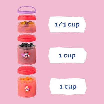 Whiskware Disney Stackable Snack Containers for Kids and Toddlers, 3 Stackable Snack Cups for