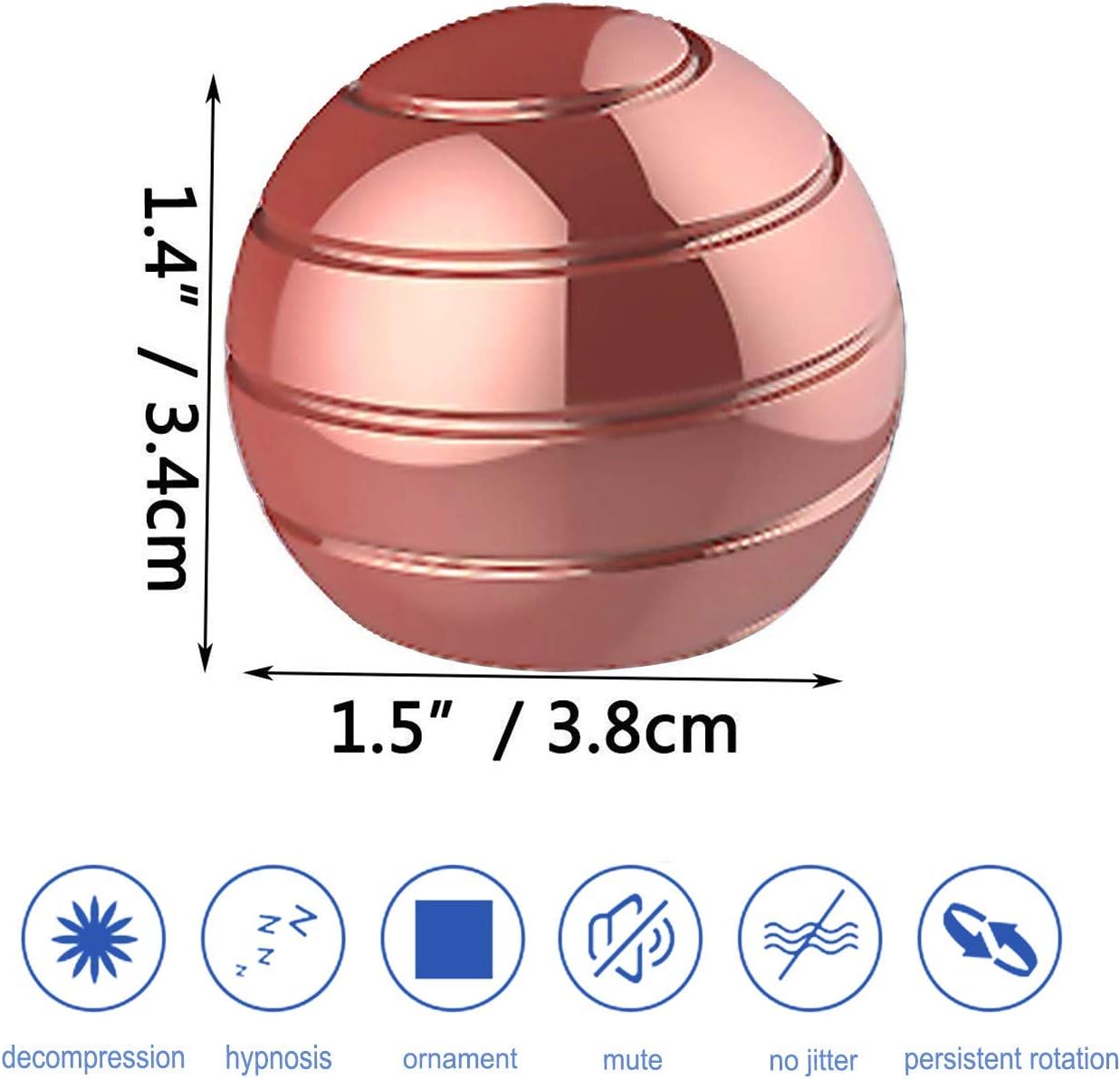 Kinetic Desk Toy,Optical Illusion Metal Fidget Spinning Ball,Office Executive Stress Relief Spinner Toys for Adults & Kids