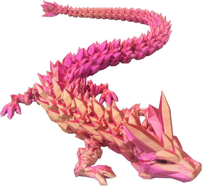3D Printed Dragon with Dragon Egg 16.5'' Articulated Dragon Crystal Dragon Fidget Dragon Egg Toys Executive Desk Toys (Gold Rose Red, Dragon Only)