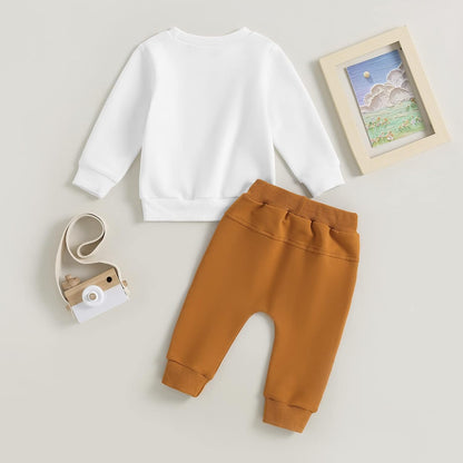 Baby Boy Clothes Fall 6 12 18 24 Months Football Long Sleeve Pullover Tops & Pant Sets Toddler Winter Outfits