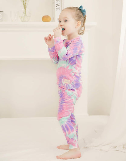 VAENAIT BABY 12M-12Y Toddler Kids Boys Girls 100% Cotton Marbling Tiedye Sung Fit Sleepwear Pajamas 2pcs Pjs Set