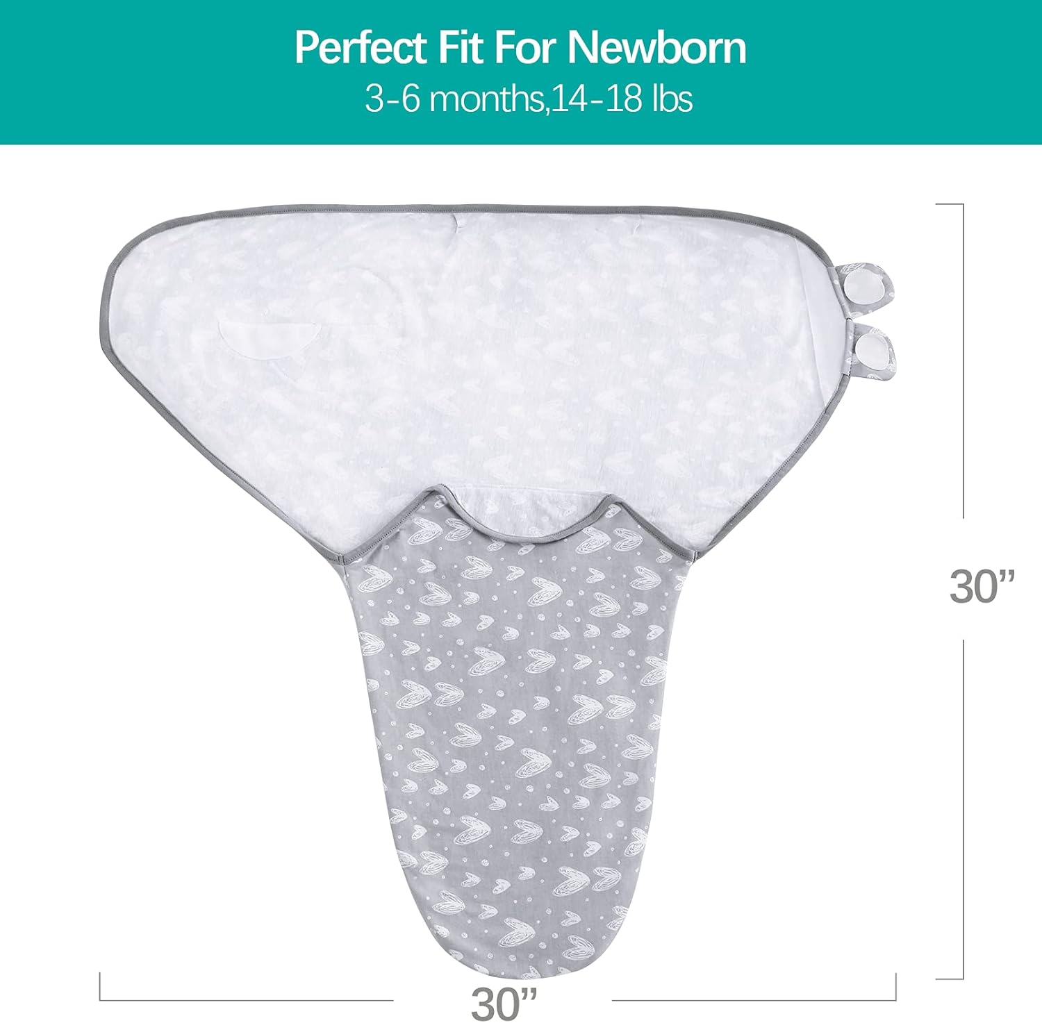 Biloban Baby Swaddle for Boys Girls, 3-6 Months, Cotton Blanket, Newborn Essentials, Lovely Grey