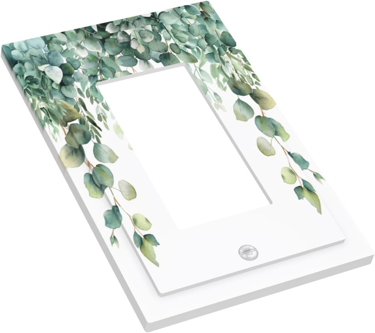 Decorative Outlet Covers Rustic Green Eucalyptus Leaves 1 Gang Single Decora GFCI Device Light Switch Covers Plate 1 Rocker Wall Plate Jumbo Faceplate for Country Bedroom Home Decor