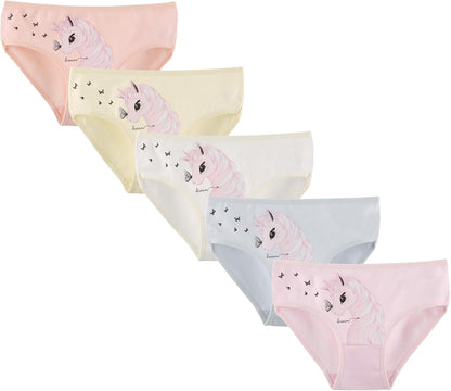 Donella Girls' Soft Cotton Underwear - Kids Bikini Brief Panties for Girls and Toddlers 5-Pack, Age: 2-15