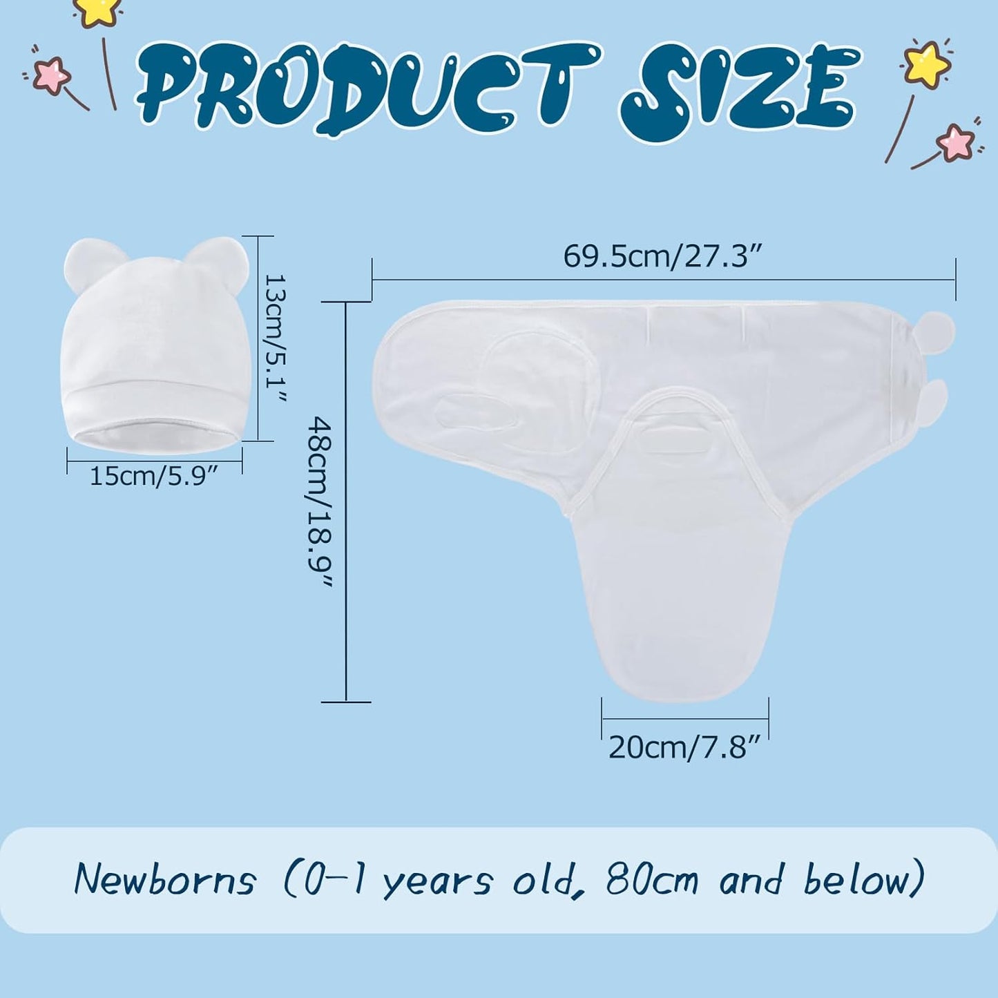 Baby Swaddle Sleep Sacks with Hats for 0-3 Months Baby Swaddle Blanket Wrap Newborn Swaddles Sack