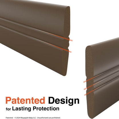 Roving Cove PreFit (Broad) Fireplace Edge Corner Protector (Extra Wide 9ft Edge 2 Corners), Baby Proofing Bumper Guards, Coffee Brown, Pre-Taped, for Straight Surfaces - New & Improved