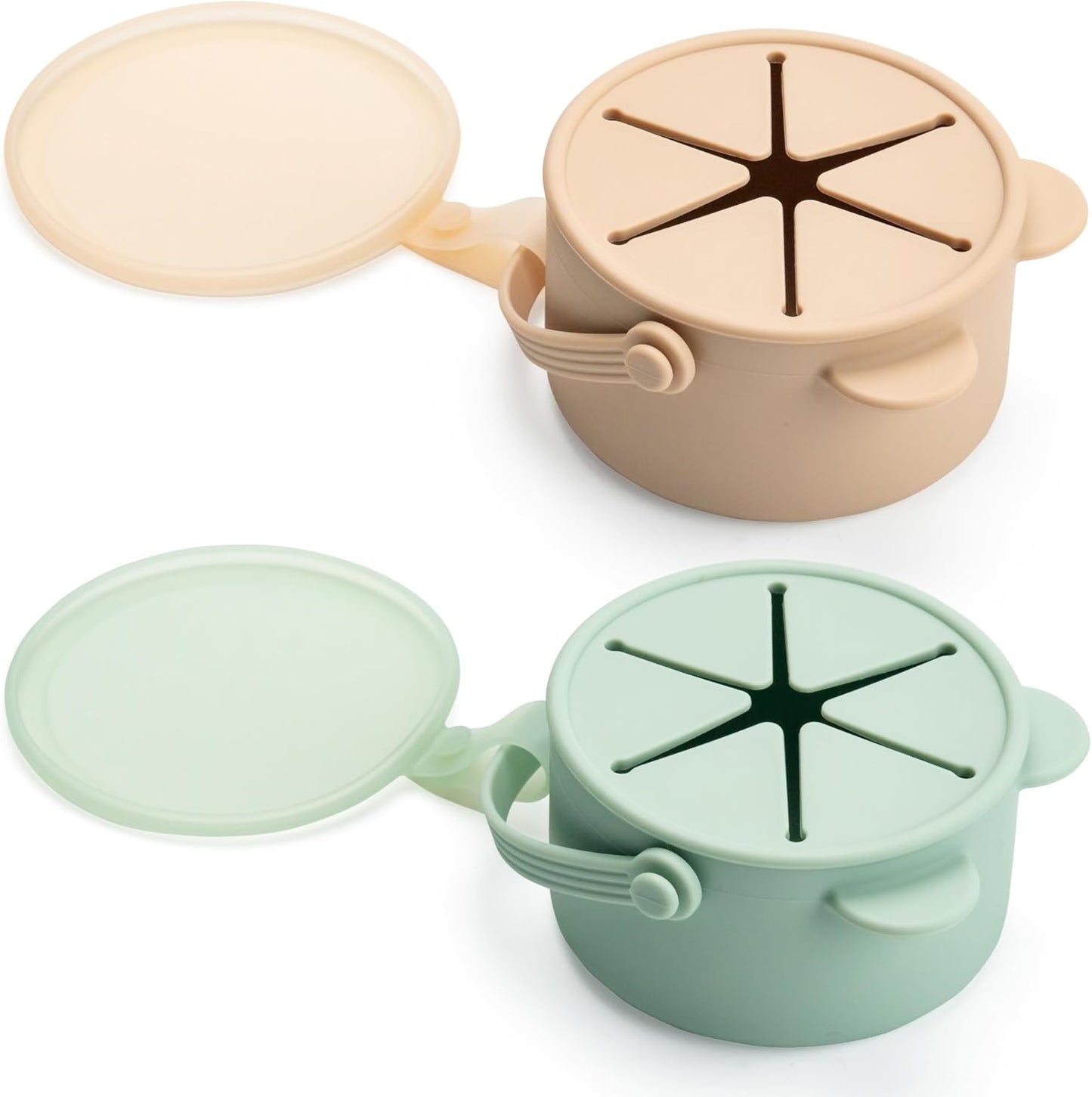 Silicone No Spill Snack Cups for Toddlers – Portable Baby Snack Cup Containers with Dustproof Lid