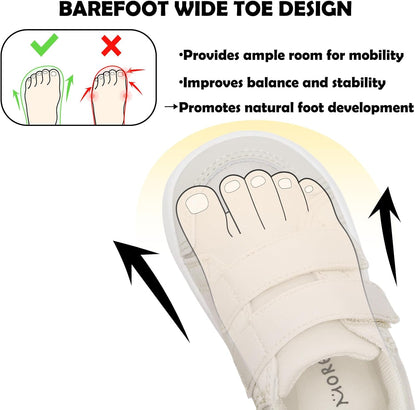 MORENDL Wide Toe Box Shoes Toddler Barefoot Shoes Baby Walking Shoe Boy Girl Non-Slip Zero Drop Minimalist Sneakers Comfort Tennis Outdoor Activities