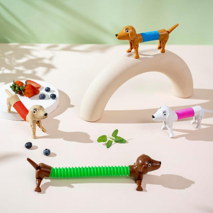 Robot dog,Dog pop tubes,Toy Dog,Animal pop Tubes,Fidget Toys for Kids,Sensory Toys for Kids 5-7,Dog Party Favors,autism sensory products,sensory toys for kids with autism,toys for ages 5-7（4 Pack Dog）