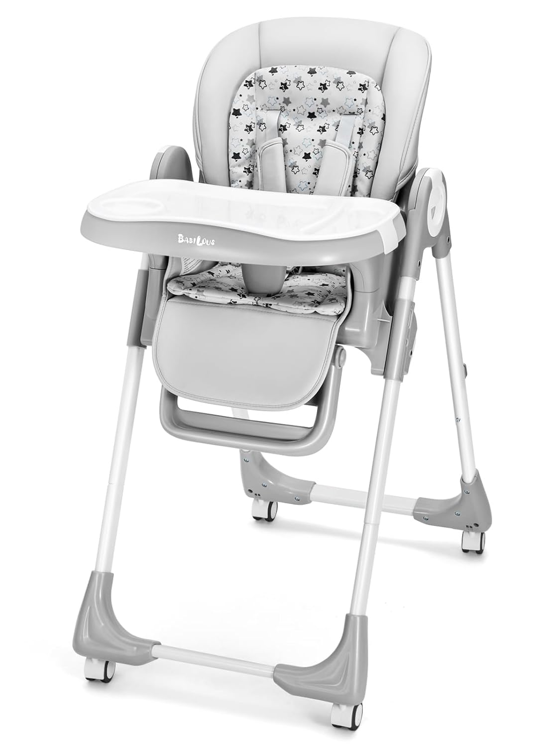 Foldable High Chair with Soft Cushion, High Chairs for Babies and Toddlers, Height Adjustable