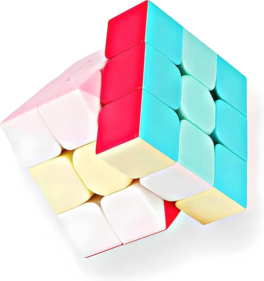 Full Size 56mm Magic Speed Cube Pastel Colors with Stand Stickerless 3x3 Easy Turning and Smooth Play Durable Puzzle Cube Toy for Kids and Adults