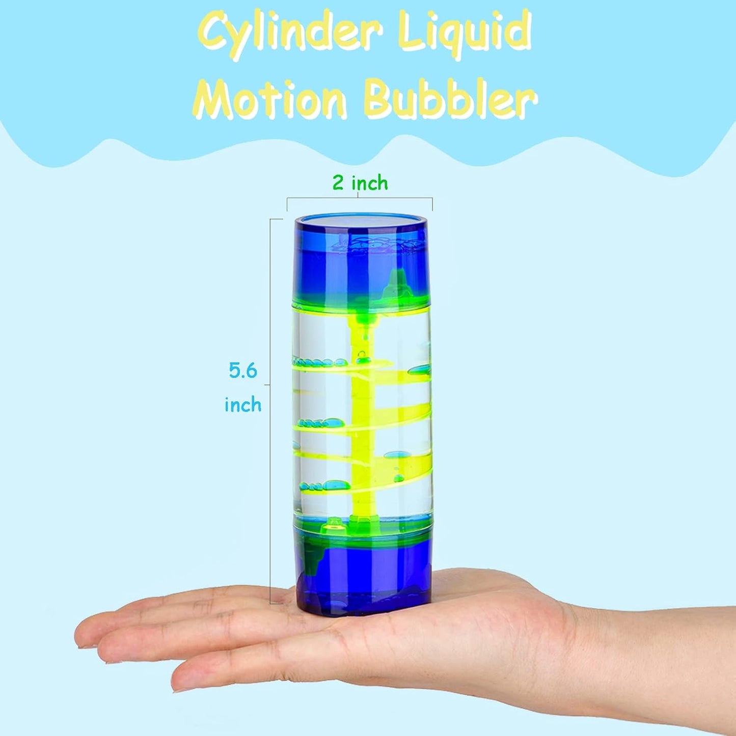 Liquid Motion Bubbler,1 Pack Cylinder Liquid Timer for Sensory Play,Calming Relaxing Fidget Water Toy Stress Management for Kids and Adults,Home Office Desk Decor