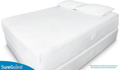 Set of 2 Standard Size SureGuard Pillow Protectors - 100% Waterproof, Bed Bug Proof, Hypoallergenic - Premium Zippered Cotton Terry Covers