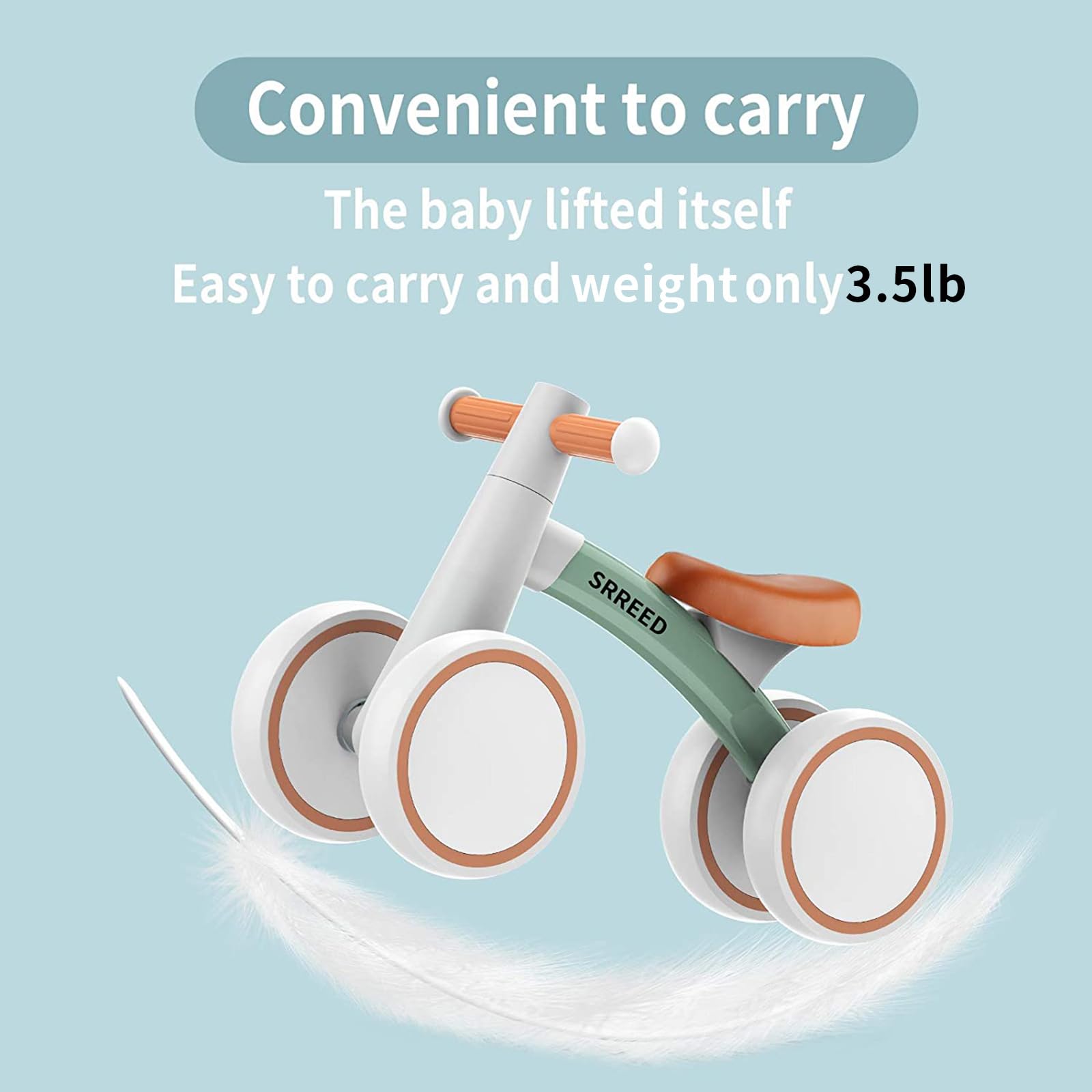 SEREED Baby Balance Bike for 1-2 Year Olds - 4 Wheels, First Bike for Toddlers, Birthday Gift