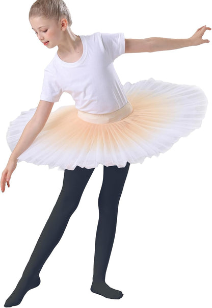 Citystl Ballet Tights for Girls - 3 Pairs, Multiple Colors, Cotton School Dress Tights