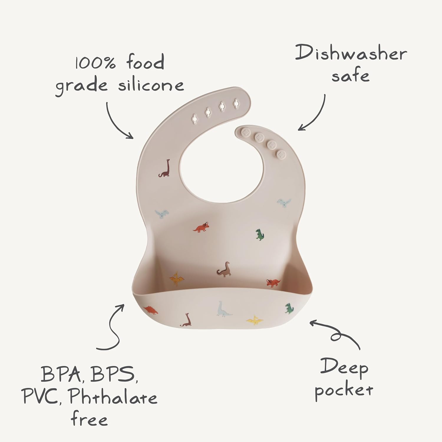 mushie Silicone Baby Bib | Adjustable Fit Waterproof Bibs (Circus)