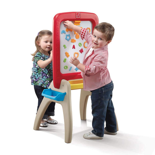 Step2 All Around Easel for Two, Kids Activity Table, Double-Sided Art Board, Made of Durable