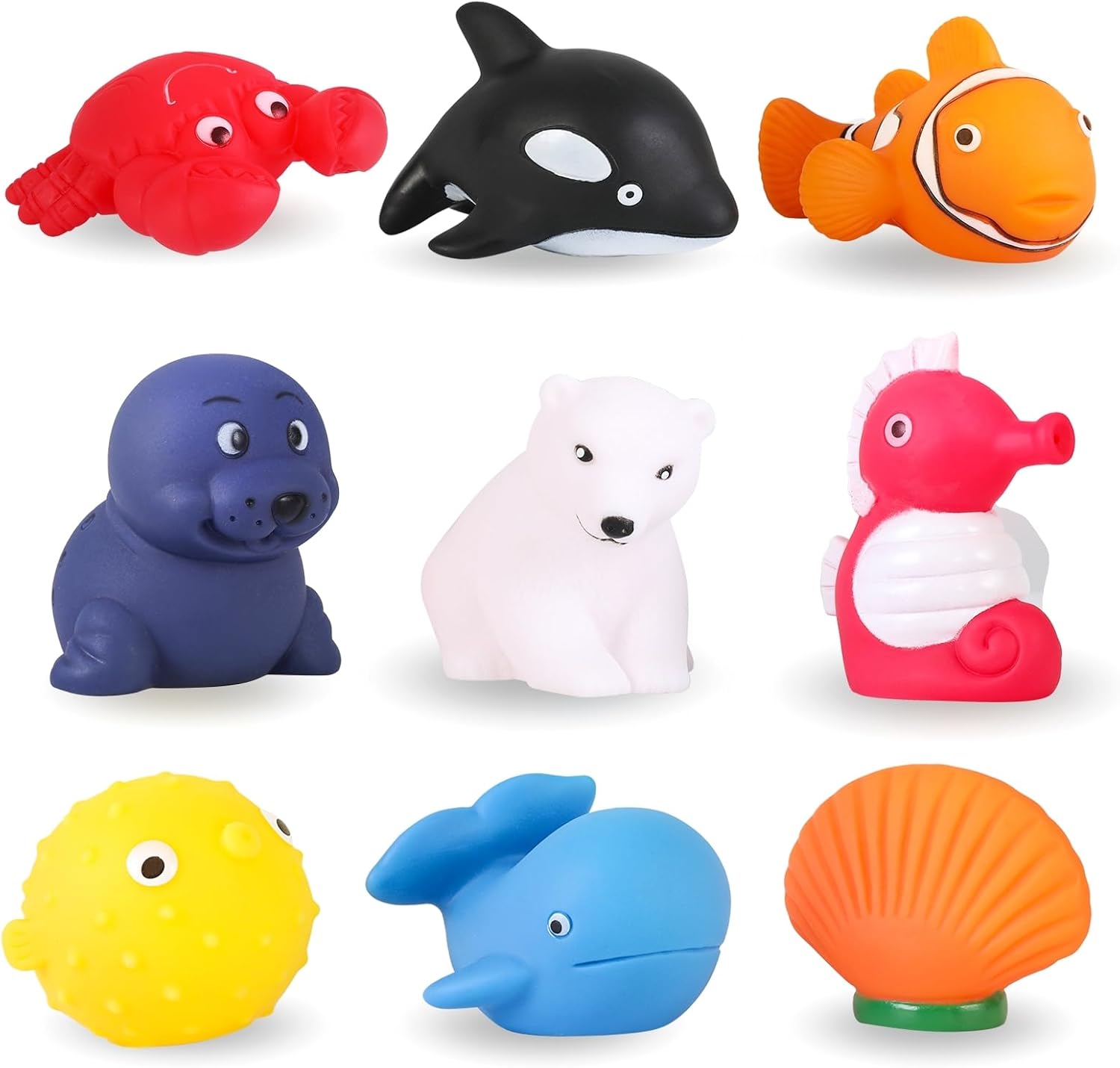 XY-WQ Bath Toys No Hole, for Infants 6-12& Toddlers 1-3, No Hole Bathtub Toys (Sea Animals, 9 Pcs