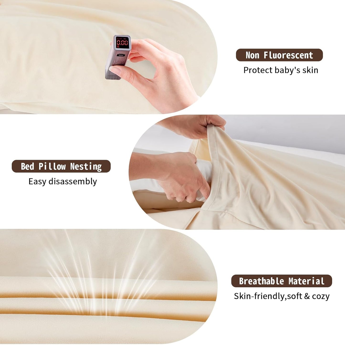 Baby Lounger Play Mat,Baby Lounger for Newborn Tummy Time for Baby in Flat Surface,0° Angle Newborn Lounger Baby Nest for Boys & Girls 0-12 Months(English Apricot)